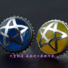 925 чистый серебряный большой Пентакль синий двухцветные серьги-гвоздики