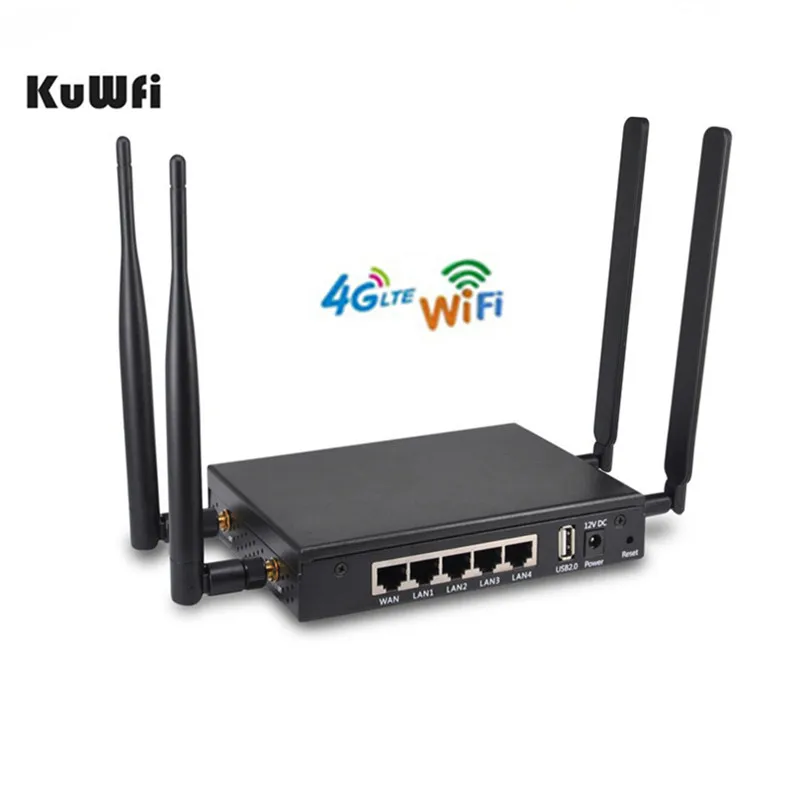 

KuWFi 4G LTE Wireless Router OpenWRT 300Mbps Wireless Wifi Router With Sim Card Slot 4ps External Antenna Strong Wifi Signal