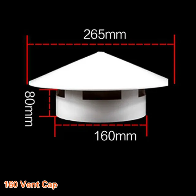 50 75 110 160 Multifunction Roof Vent Cap PVC U Cone Top Chimney Cap