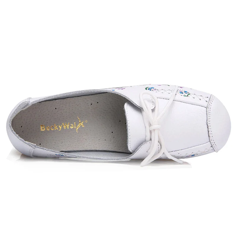 Туфли BeckyWalk женские из натуральной кожи Повседневная Удобная обувь на плоской
