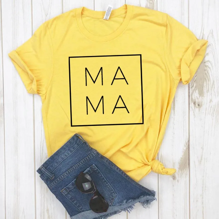 Mama Square, женская футболка, хлопок, повседневная, забавная футболка, подарок для леди, Yong, топ, футболка, 6 цветов, Прямая поставка, S-807 - Цвет: Цвет: желтый