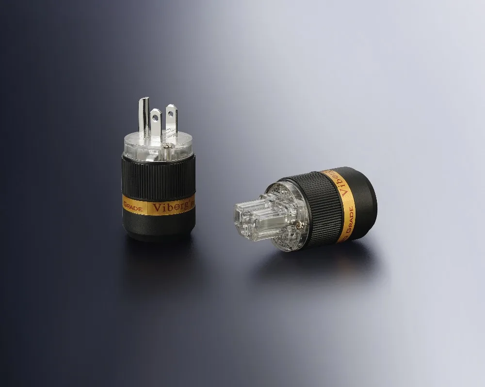 

Pair Viborg Red copper Rhodium Plated US Power cord plug American Power Connector Japan Power Plug IEC Audio Plug HIFI