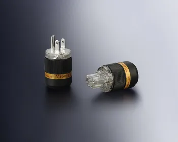 

Pair Viborg VM511R+VF511R Red copper Rhodium Plated US Power cord plug American Power Connector
