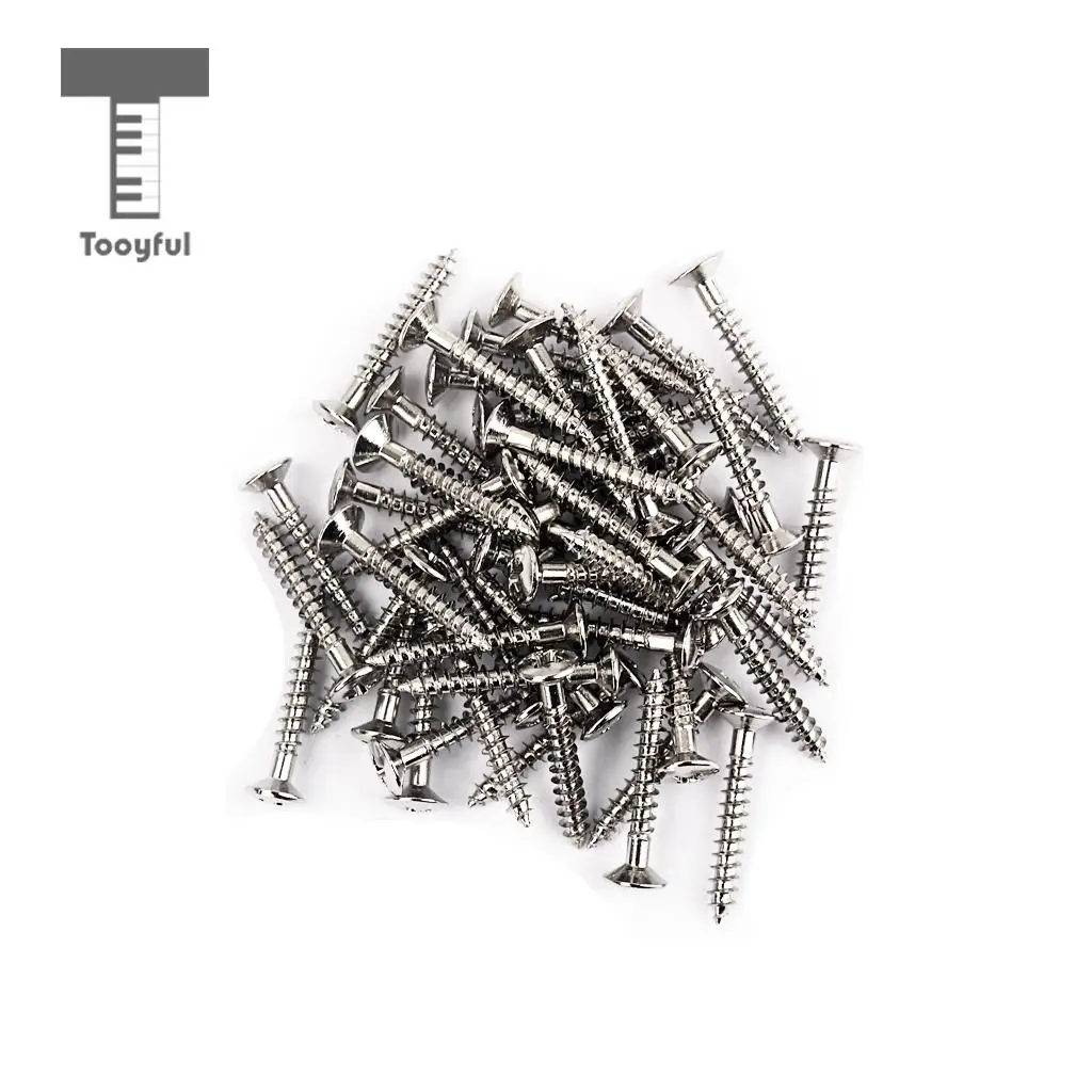 Tooyful 50 Pack Nickel Tremolo Bridge Mounting Screws fo TL Style Guitar Telecaster Tremolo Bridge Screws Parts 3.5x25mm