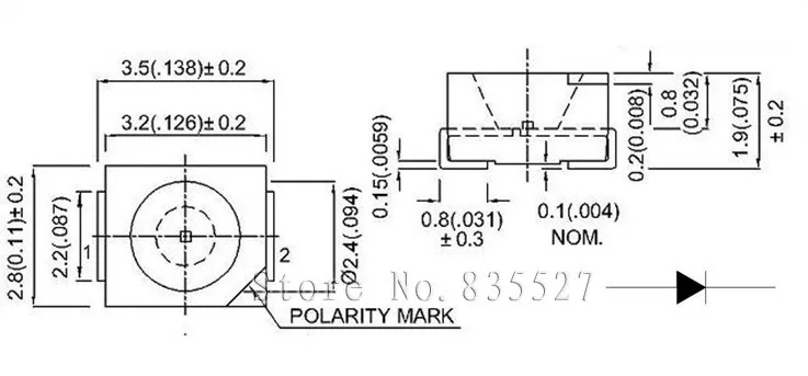 500 шт./лот SMD 1210 3528 витые бусины супер яркий светодиодный свет бисер фиолетовый 0.06 Вт 100-300mcd 3.0-3.2 В