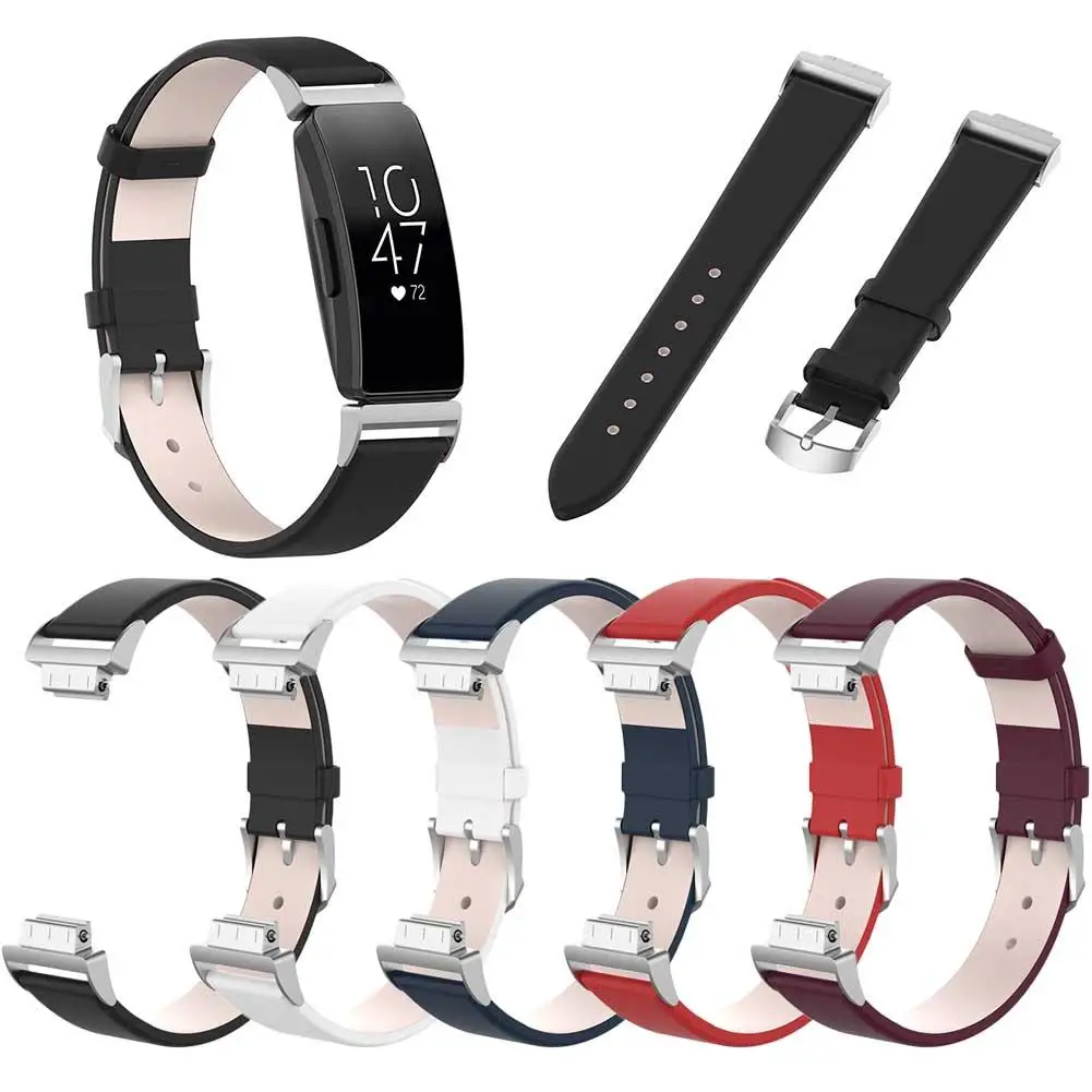 

Genuine Leather Wristband Watch Band Strap For Fitbit Inspire Inspire HR Fitness Trackers smart watch men