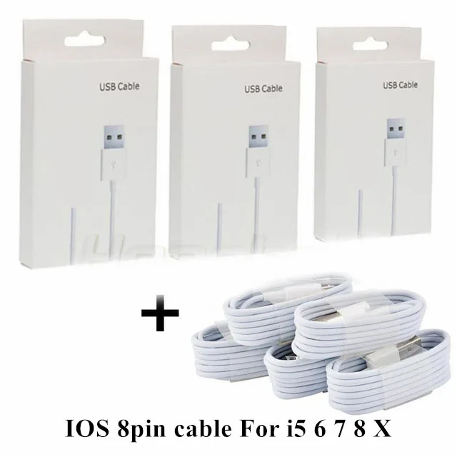

500pcs white color 1M 3Ft 8pin ios 12 USB Data Sync Charger Cable for iphone 5 5s SE 6 6s 7 plus cabo factory cheap good quality