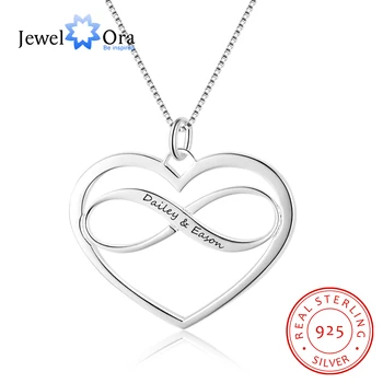 Personalized Infinity Heart Necklace with Engraving 925 Sterling Silver Custom 2 Names Pendant Necklace Best Friend Gift Jewelry