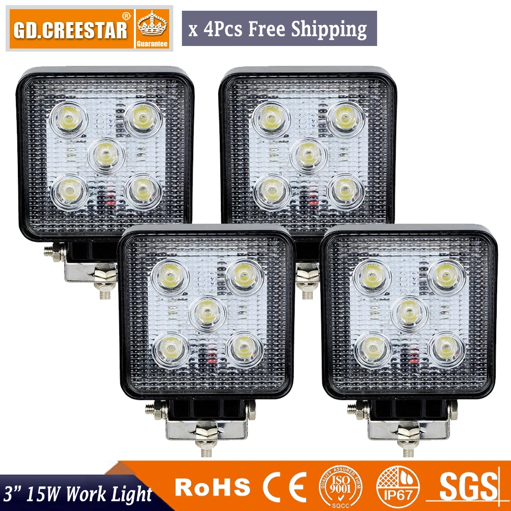 15W Offroad LED Work Light 12V 24V Car Motorcycle Truck SUV Bicycle ATV 4X4 4WD AWD