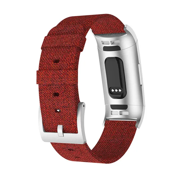 Плетеная холщовая ткань ремешок для наручных часов ремешок для Fitbit Charge 3 умный Браслет ремешок спортивный сменный Браслет Ремни - Цвет: Красный