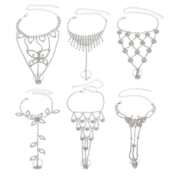 

Beach Wedding Barefoot Sandal Foot Chain Crystal Anklet With Rhinestone Toe Ring