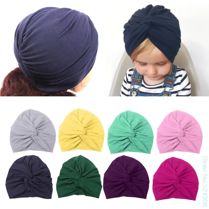 

Beautiful Cute Baby Hat Cotton Soft Turban Knot Summer Hat born Cap For Baby Girls Lovely Drop Ship