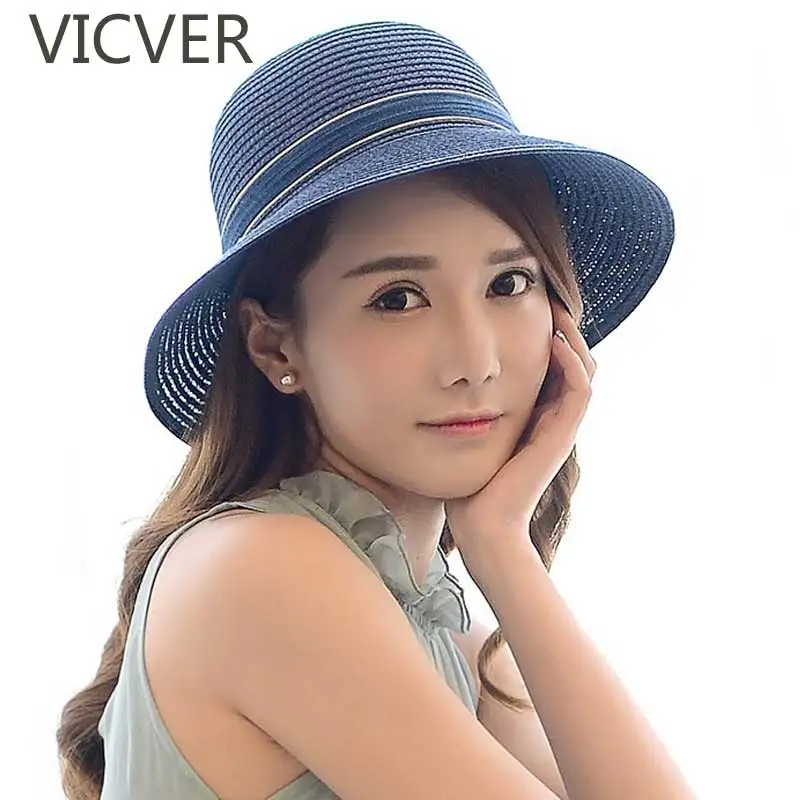 2019 النساء Bowknot الشريط القش قبعة الصيف قبعات للحماية من الشمس للسيدات واسعة حافة عطلة شاطئ كاب الأزياء الإناث الأشعة فوق البنفسجية حماية قبعا...