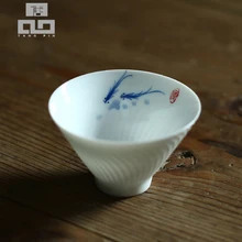 Керамическая чайная чашка TANGPIN, Расписанная вручную чашка для рыбы, фарфоровая чашка кунг-фу Керамическая чайная чашка TANGPIN, Расписанная вручную чашка для рыбы, фарфоровая чашка кунг-фу