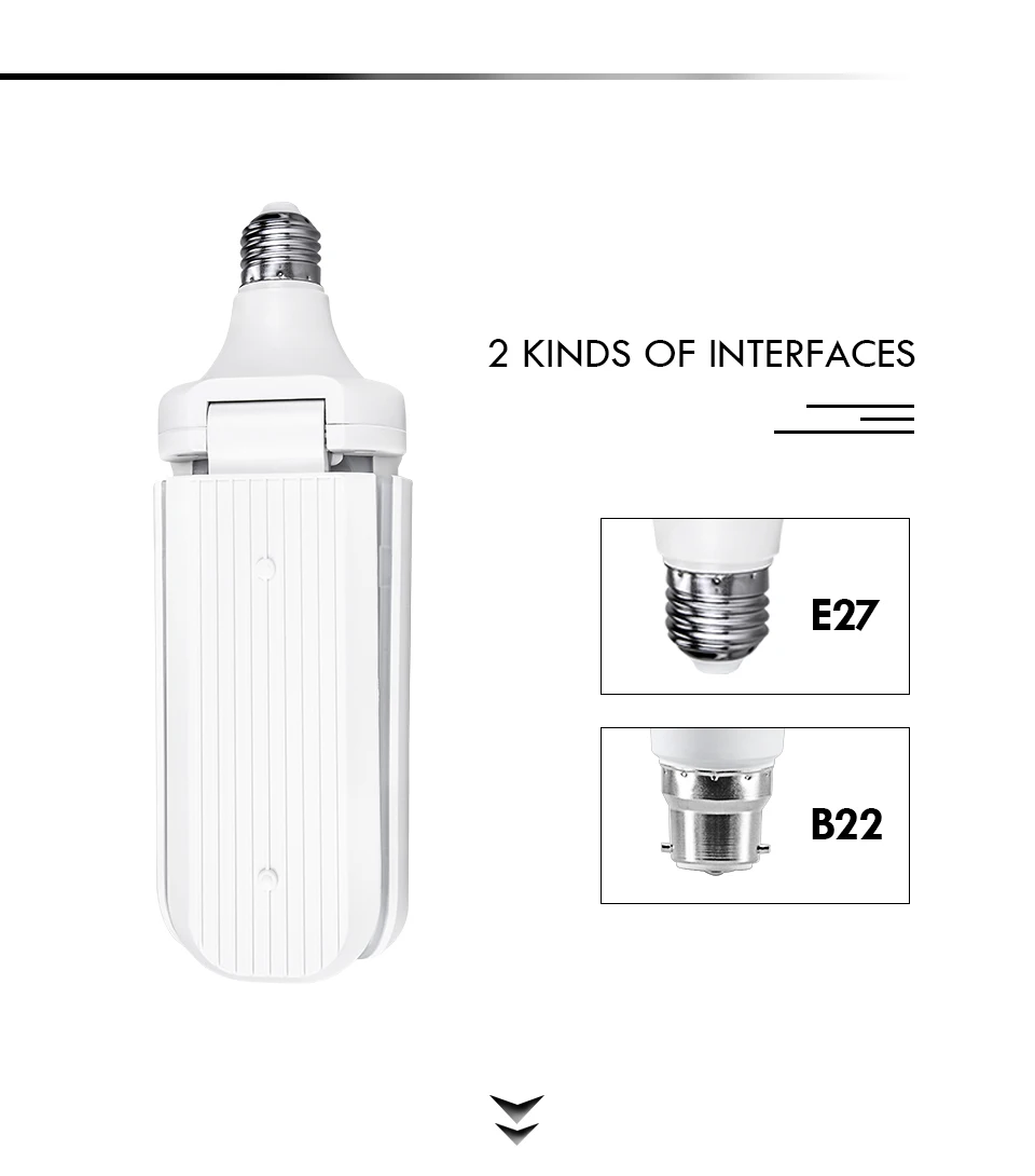 EeeToo 85-265V LED Bulb E27B22 Ceiling Fan Lamp For Living Room Foldable Fan Blade LED Bulb Lighting 30W 45W Ceiling Light Home (9)