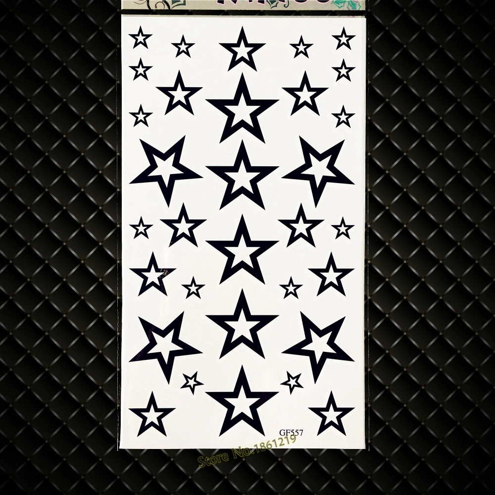 

Black Star Waterproof Temporary Tattoo For Kids Body ARt ARm Tattoo Stickers GGF557 Fake Flash Tatoo Sticker Pentagrams Pattern