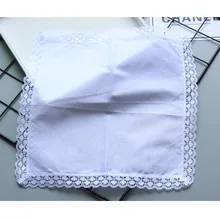 BAIYIXIN дамы 60 S хлопчатобумажные носовые платки женские мягкие однотонные чисто белое кружевное Hankies для свадебной вечеринки 12 шт