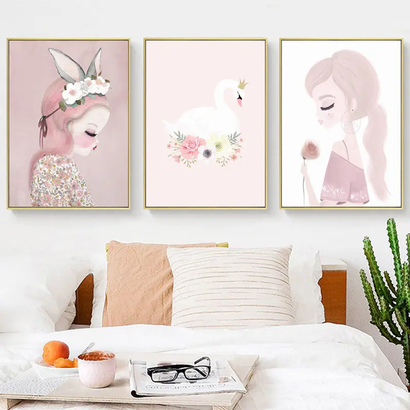 Домашний декор Скандинавская Картина на холсте Wall Art для девочек с принтом