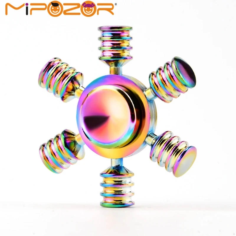 

MIPOZOR Rainbow Brass Hexagon Fidget Spinner Metal EDC Hand Spinner Autism and ADHD Rotation Anti Stress Gyro Toys New