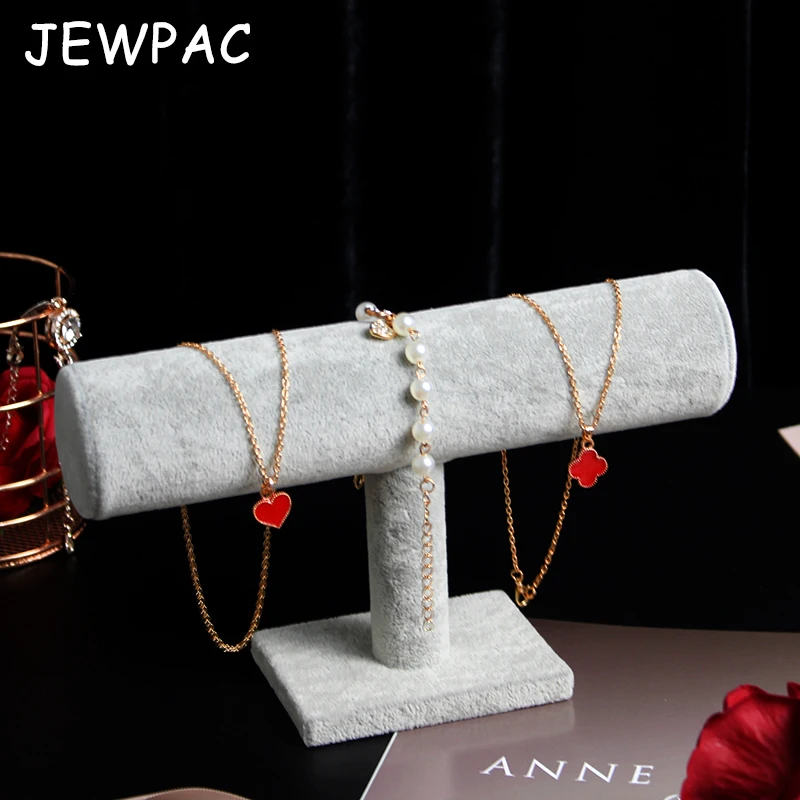 

JEWPAC Velvet Bracelet Chain Watch T-Bar Rack Jewelry Display Stand For Bracelet/Bangle/Watch/Chain Showcase Jewelry Organizer