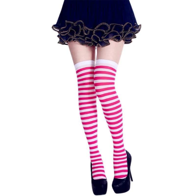 Женские длинные полосатые носки контрастный цвет бедра высокие чулки косплей носки Хэллоуин костюмы Аксессуары