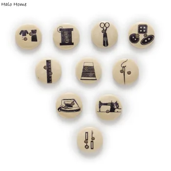 

15mm white/natural 50pcs 2 Hole Mix Sewing printing Round Wood Buttons Decor Sewing Cloth Scrapbooking Home Clothing