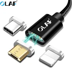 OLAF 2.1A Магнитный кабель Быстрая Зарядка адаптер светодиодный LED USB C Кабели зарядное устройство для iphone X 8 7 6 plus 6s Тип c Micro usb кабель