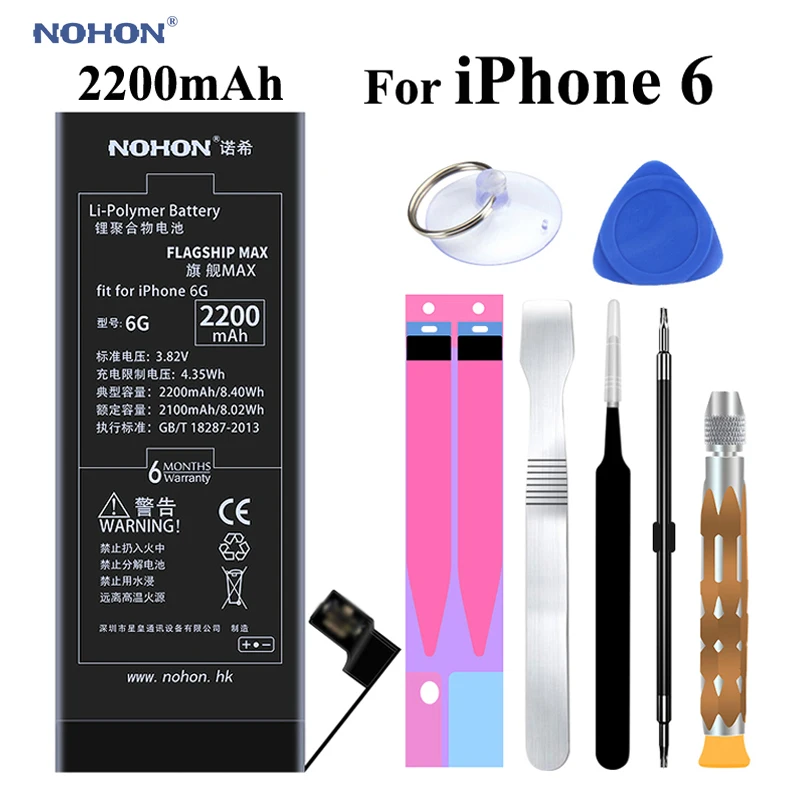 Original NOHON Battery for Apple iPhone 6 6G iPhone6 2200mAh Replacement High Capacity Phone
