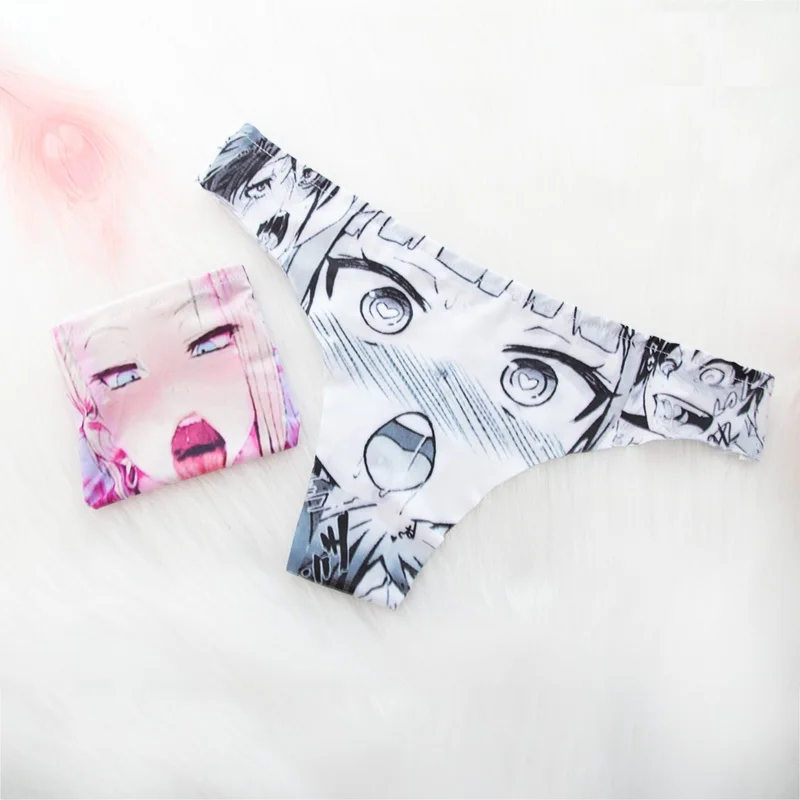 

Summer Women Sexy Unique Design Anime Pattern cartoon Printed Girl's ice silk Underwear Triangel Panties 2 Patterns costume