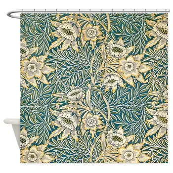 

William Morris Tulip And Willow Decorative Fabric Shower Curtain With 12 Hooks Bathroom Decor Wholesale Dropshipping
