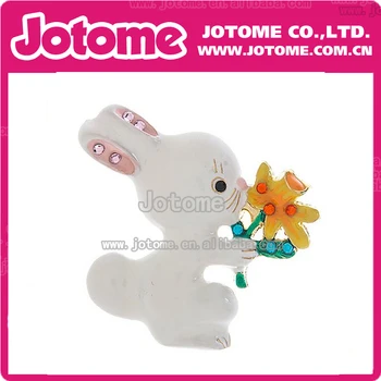 

100pcs/lot 45mm Spring Easter Jewelry Crystal Cute Bunny Flower Fashion Brooch Pin
