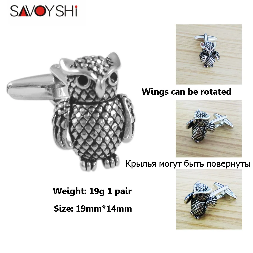 

SAVOYSHI Novelty Animal Owl Cufflinks For Mens Shirt Cuff Buttons High Quality Black Enamel Gemelos Abotoaduras Jewelry