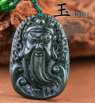 

Dark green, the original stone Pure manual sculpture duke guan pendant bead string necklace charm male style