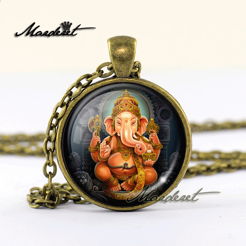 Maderet Ganesha художественное стекло кабошон ожерелье ручной работы ювелирное