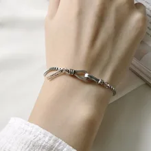 Роскошный брендовый Одноцветный 925 пробы Серебряный браслет Бесконечность для женщин, браслет на цепочке, подлинные ювелирные изделия