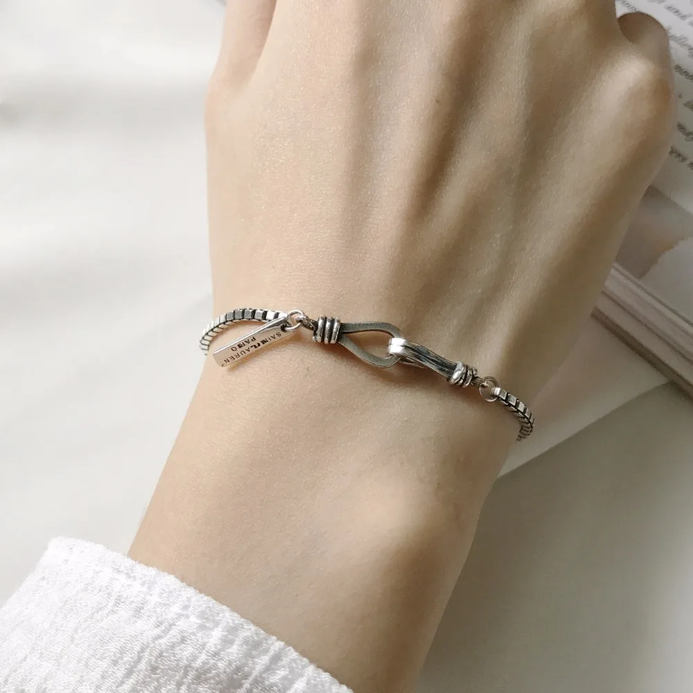

Luxury Brand Solid 925 Sterling Silver Infinity Charm Bracelet for Women Link Chain Bracelet Bangle Authentic Jewelry