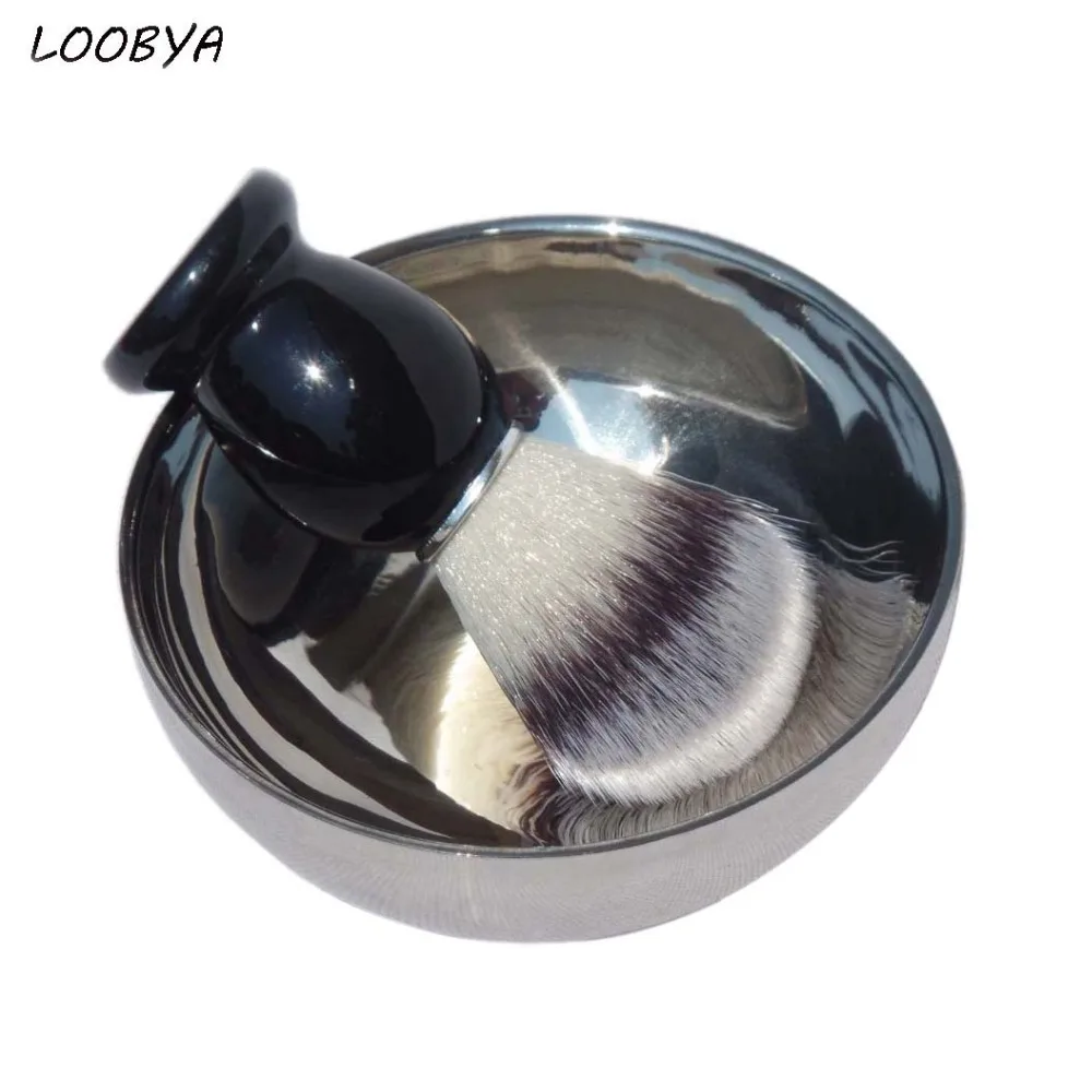 2pc/set Synthetic Shaving Brush with Beard Soap Bowl for Men's Face