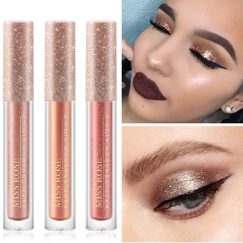

2019 Brand New Eye Shadow 12 Colors Makeup Eye Shadow MISS ROSE 1pc Magnificent Metals Glitter and Glow Liquid Eyeshadow TSLM1