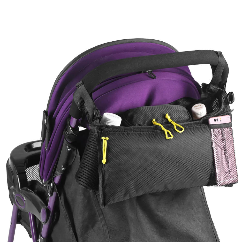 Baby Stroller Bag 2 Cup Holders Storage Bag for Strollers With Mesh