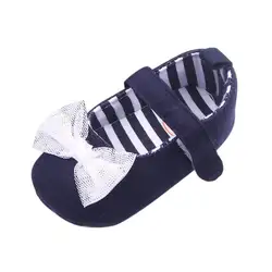Новая детская обувь для девочек мягкая подошва avy синие джинсы Кружево бантом малышей Обувь Новое поступление S2