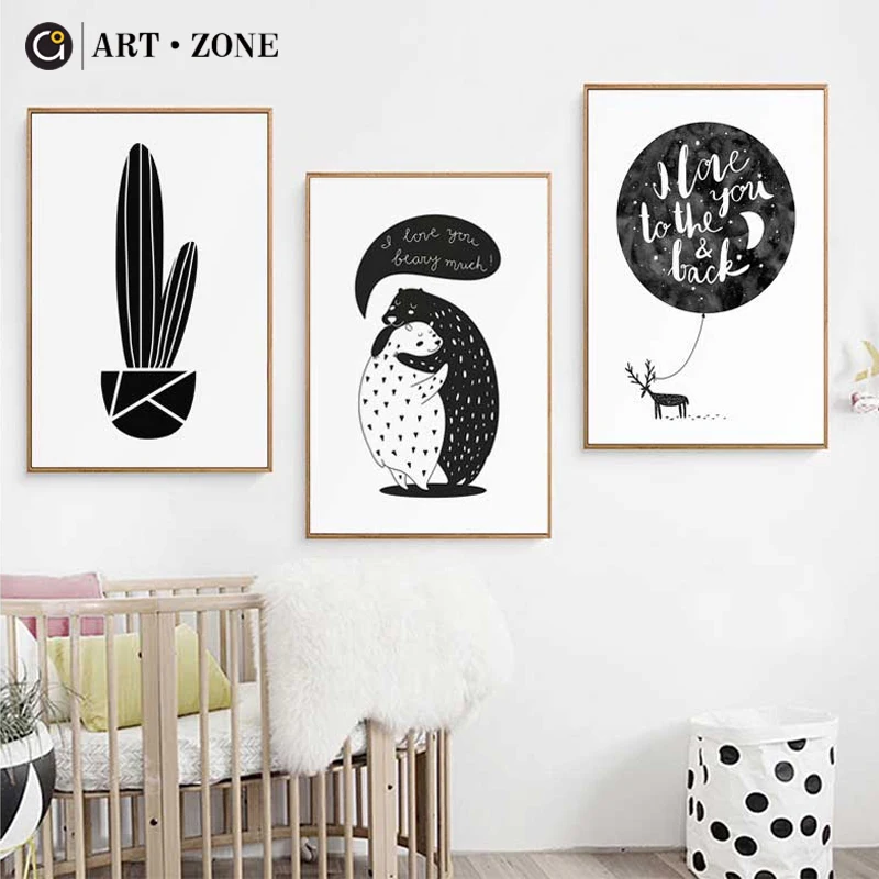 

ART ZONE Nordic Modern Abstract Pink Cactus Mountain Girl'S Gift Room Home Decoration Canvas Painting Wall Art Poster Love