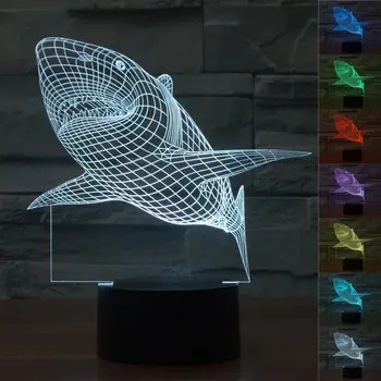 

New Arrival Creative Animal Shark Night Light 3D Lamp LED Night Light Acrylic Colorful Gradient Atmosphere Lamp Novelty Lighting