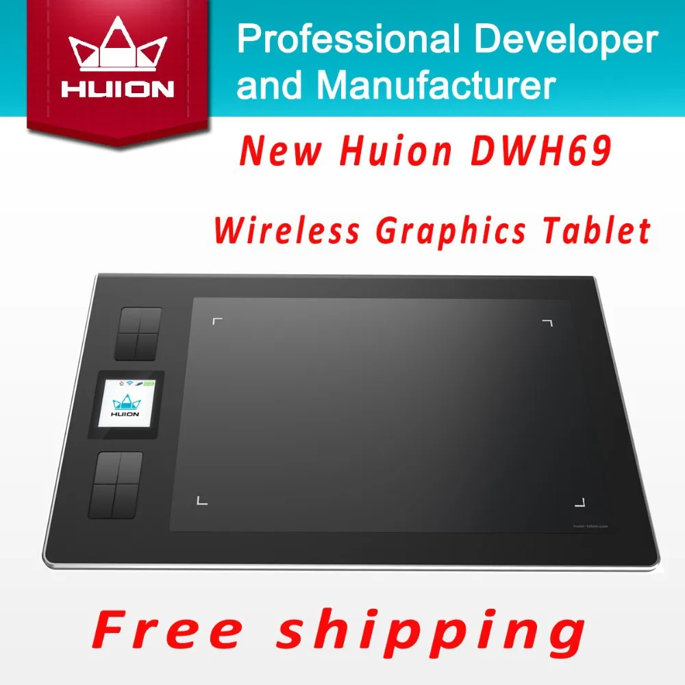 Huion DWH69 подлинный беспроводной графический планшет, планшет для рисования, профессиональные фирменные планшеты, детская ручка для рисования, планшет, черный