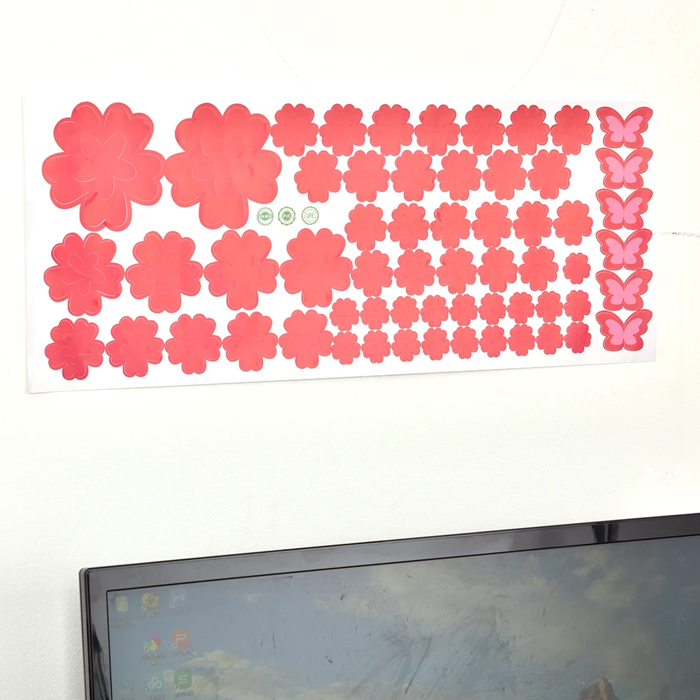 DIY 108 цветов и 6 бабочек Съемный Настенный стикер наклейка для спальни дома