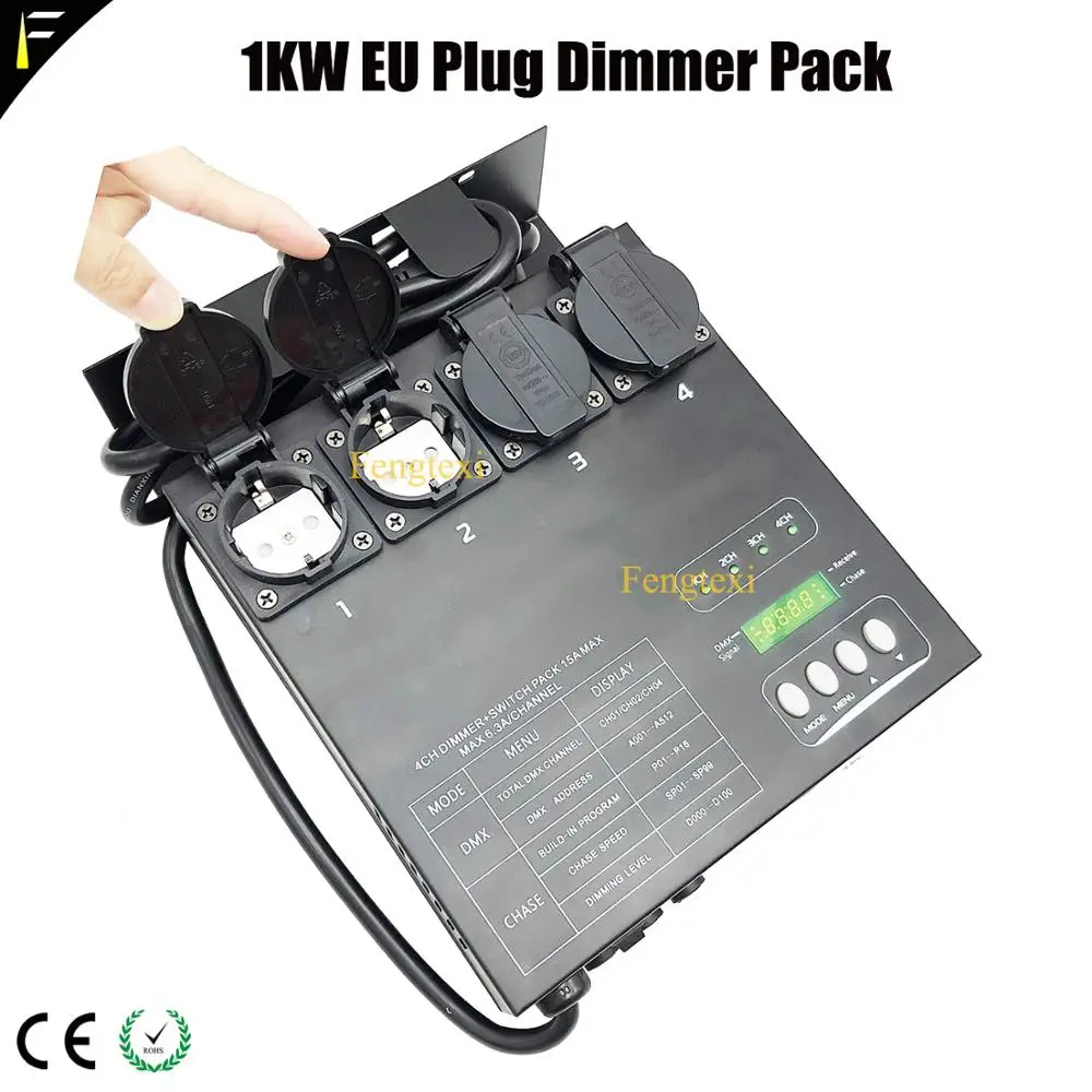 CPU Digital Technology Matrix 4 Channels 1kw DMX Dimmer Rear Controller Dimming Pack for Stage Light Fixtures