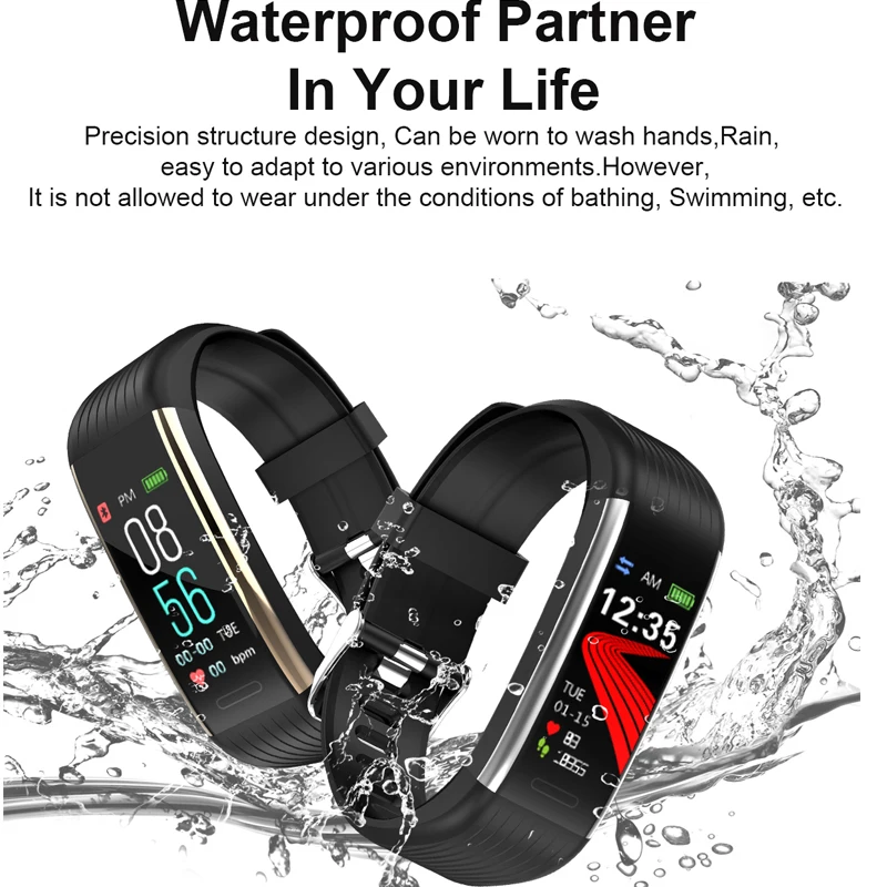  HETNGSYOU Smart Band Heart Rate Blood Pressure Monitor High Brightness Colorful Screen Smart Bracel - 4000016536762