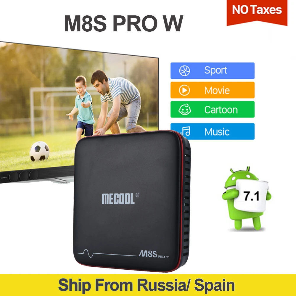 

MECOOL M8S PRO W smart Android 7.1 TV Box S905W box Quad core set-top box support 4K Europe Arabic IPTV 2500+TV media player