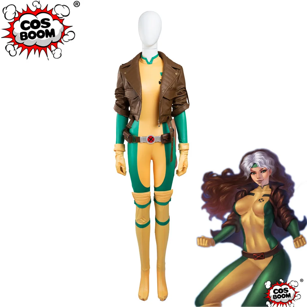 

COSBOOM X-Men Rouge Costume Custom Made Adult Women Halloween Costumes X-Men Rouge Sexy Jumpsuit Cosplay Costume