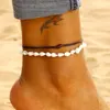 2 unids/set pulseras para las mujeres de pie joyas de verano playa descalzo pulsera tobillo en la pierna de cuero mujer tobillera Boho de cadena de la ► Foto 1/6