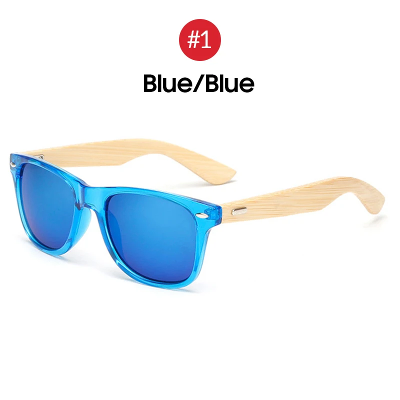 VIVIBEE Лучшие натуральные UV400 ретро настоящие бамбуковые прозрачные мужские Солнцезащитные очки женские деревянные классические дизайнерские солнцезащитные очки - Цвет линз: 1 Blue Blue